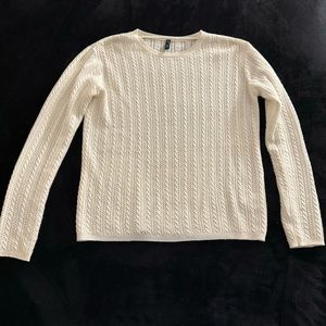 White Cable Knit Lightweight Sweater Size Small